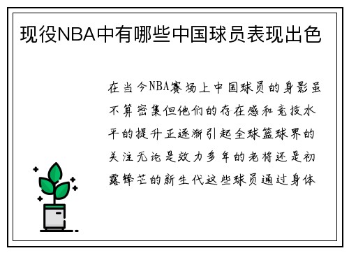 现役NBA中有哪些中国球员表现出色